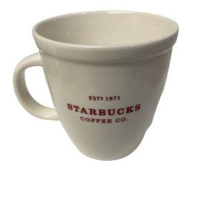 STARBUCKS Est 1971 Holiday Mug Cup 2007 Christmas Red White Ceramic 18oz